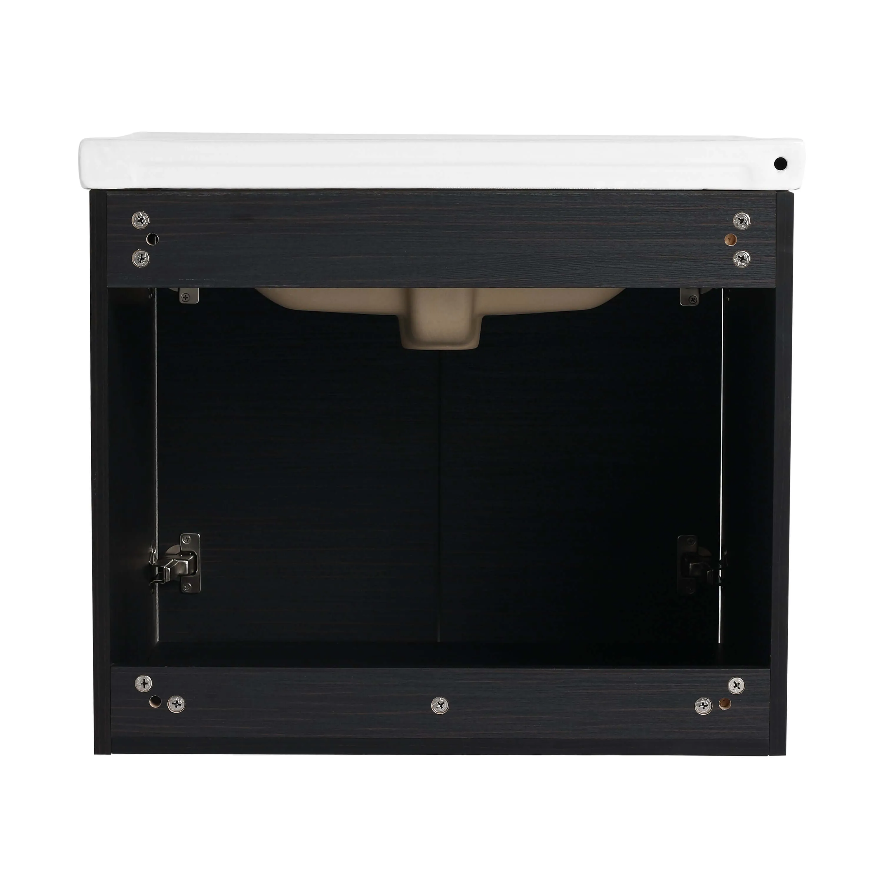 Modern 24" Bathroom Vanity with Sink – Black, Wall-Mount