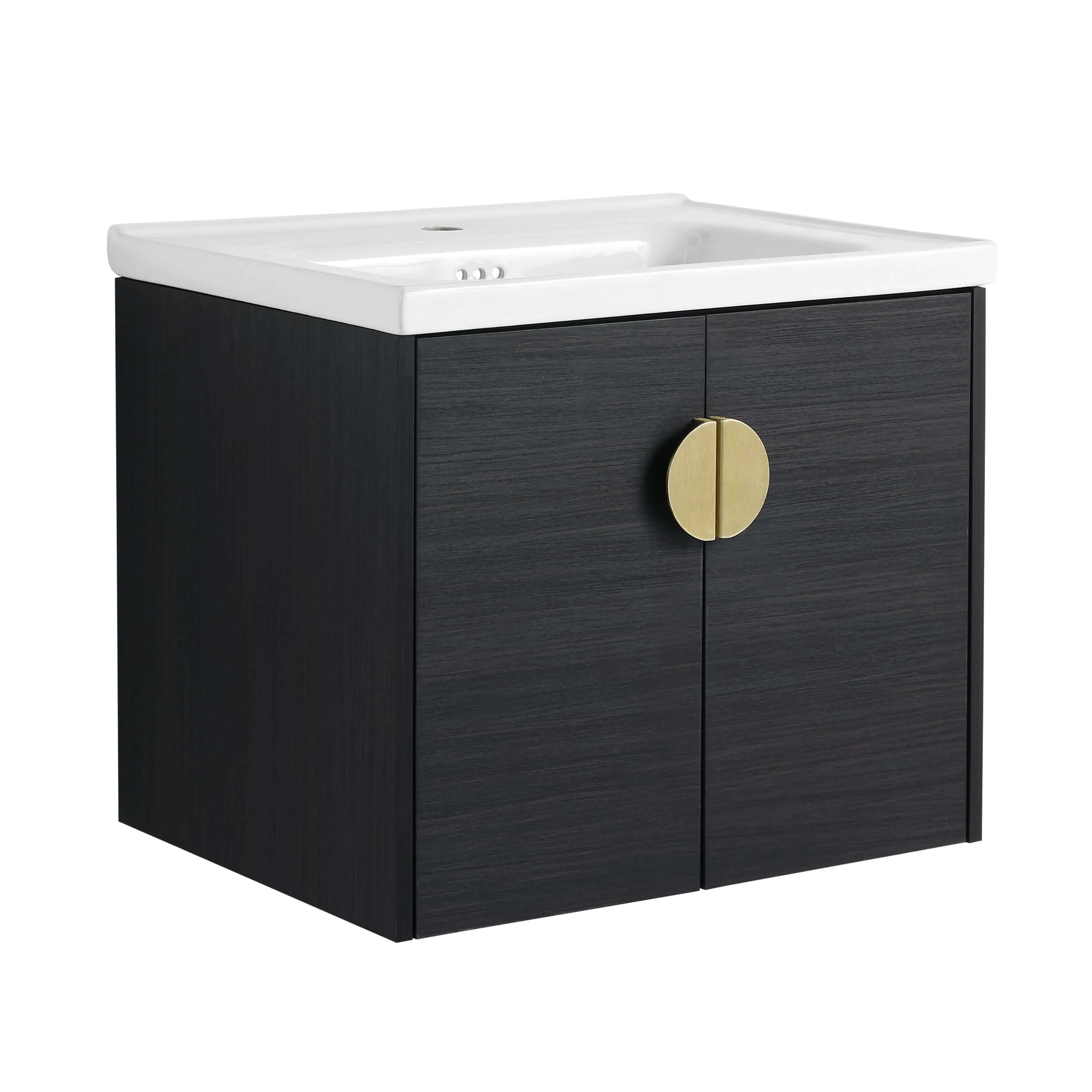 Modern 24" Bathroom Vanity with Sink – Black, Wall-Mount