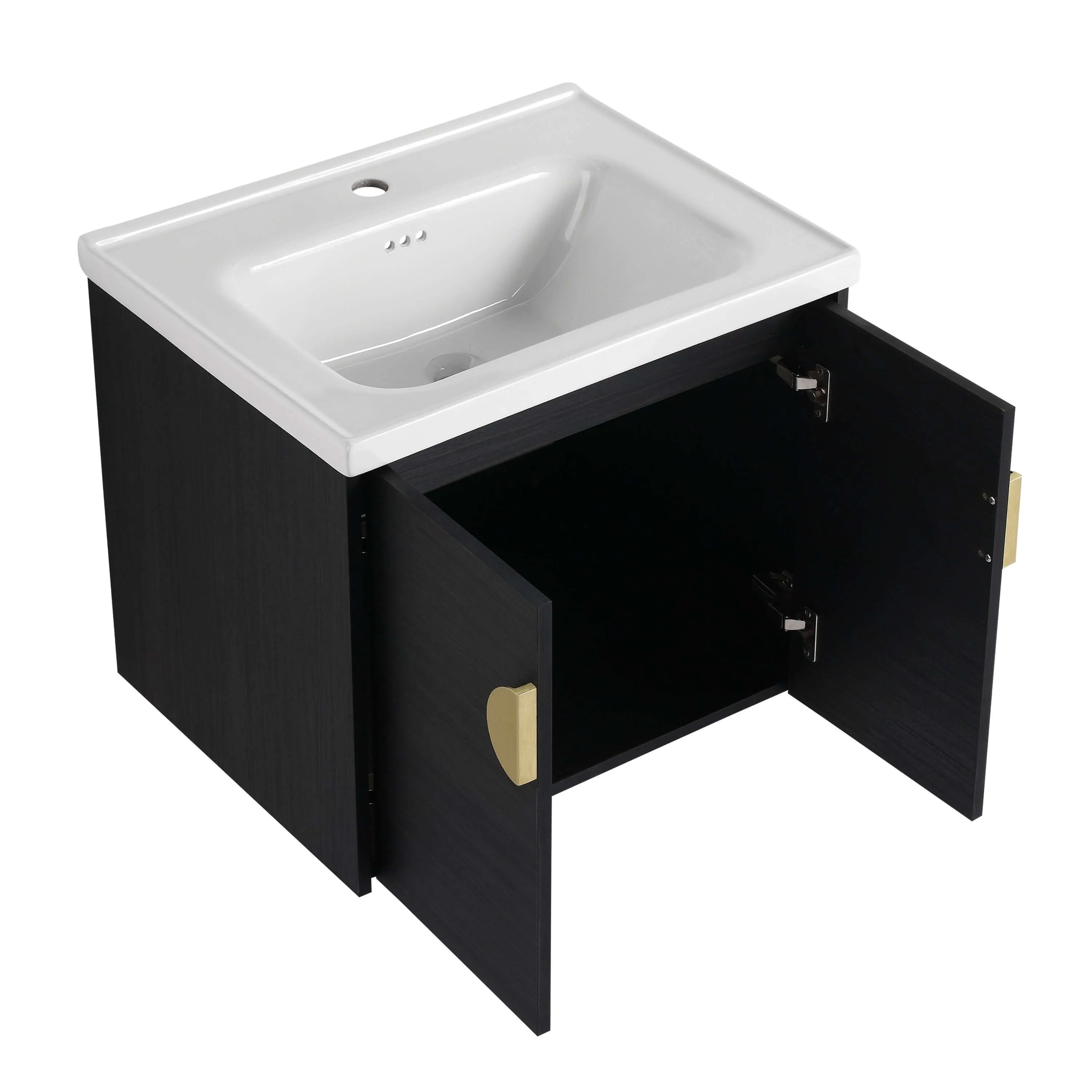 Modern 24" Bathroom Vanity with Sink – Black, Wall-Mount