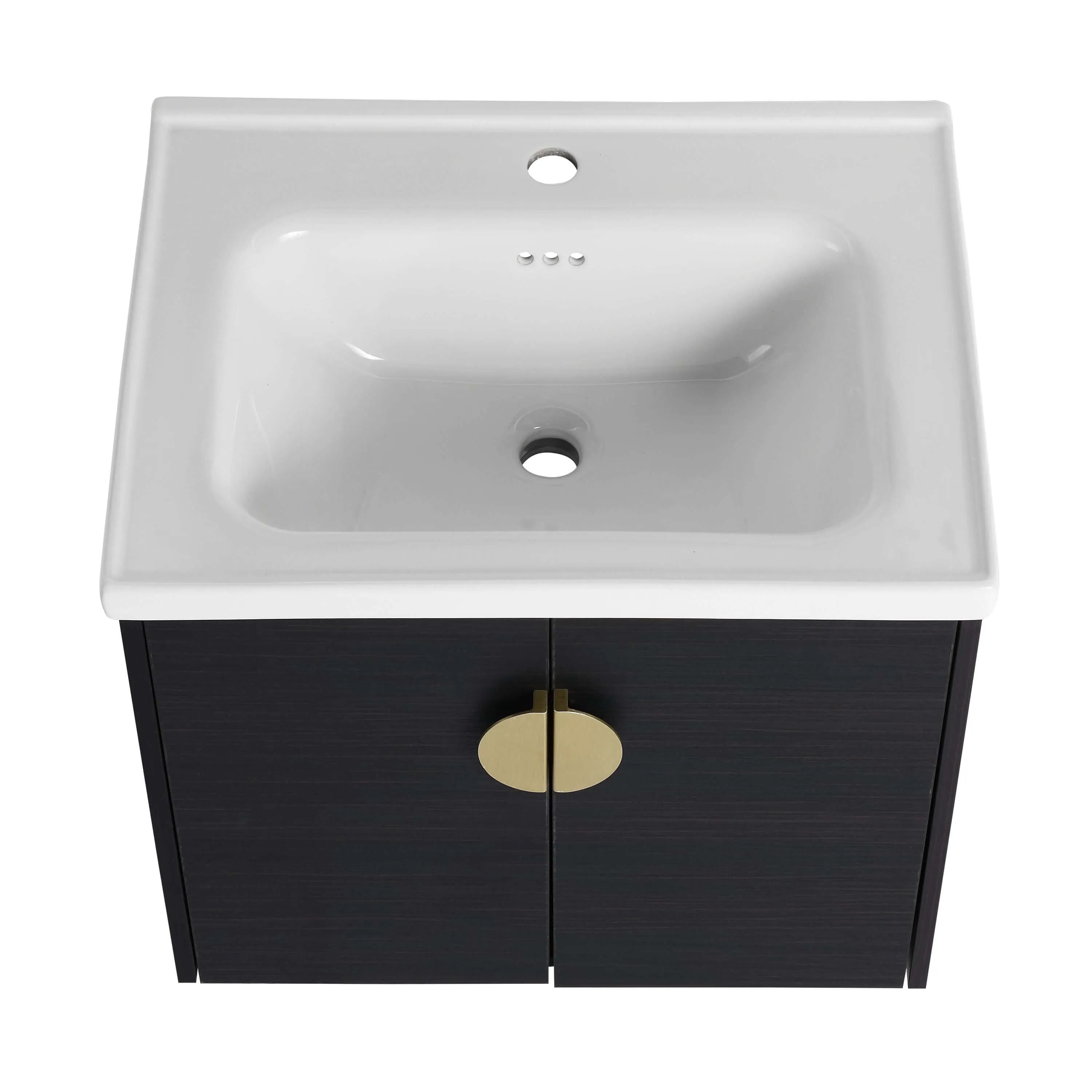 Modern 24" Bathroom Vanity with Sink – Black, Wall-Mount