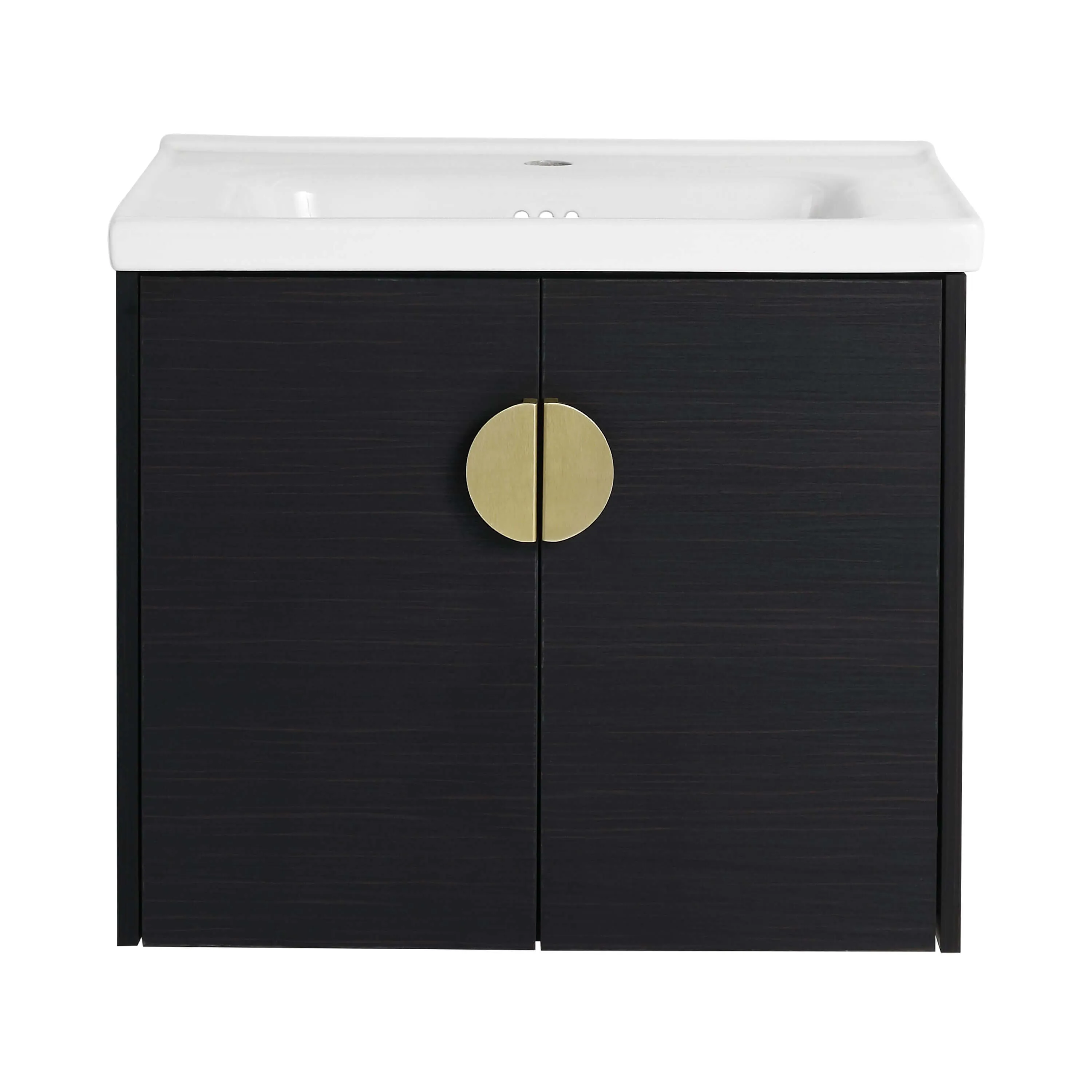 Modern 24" Bathroom Vanity with Sink – Black, Wall-Mount