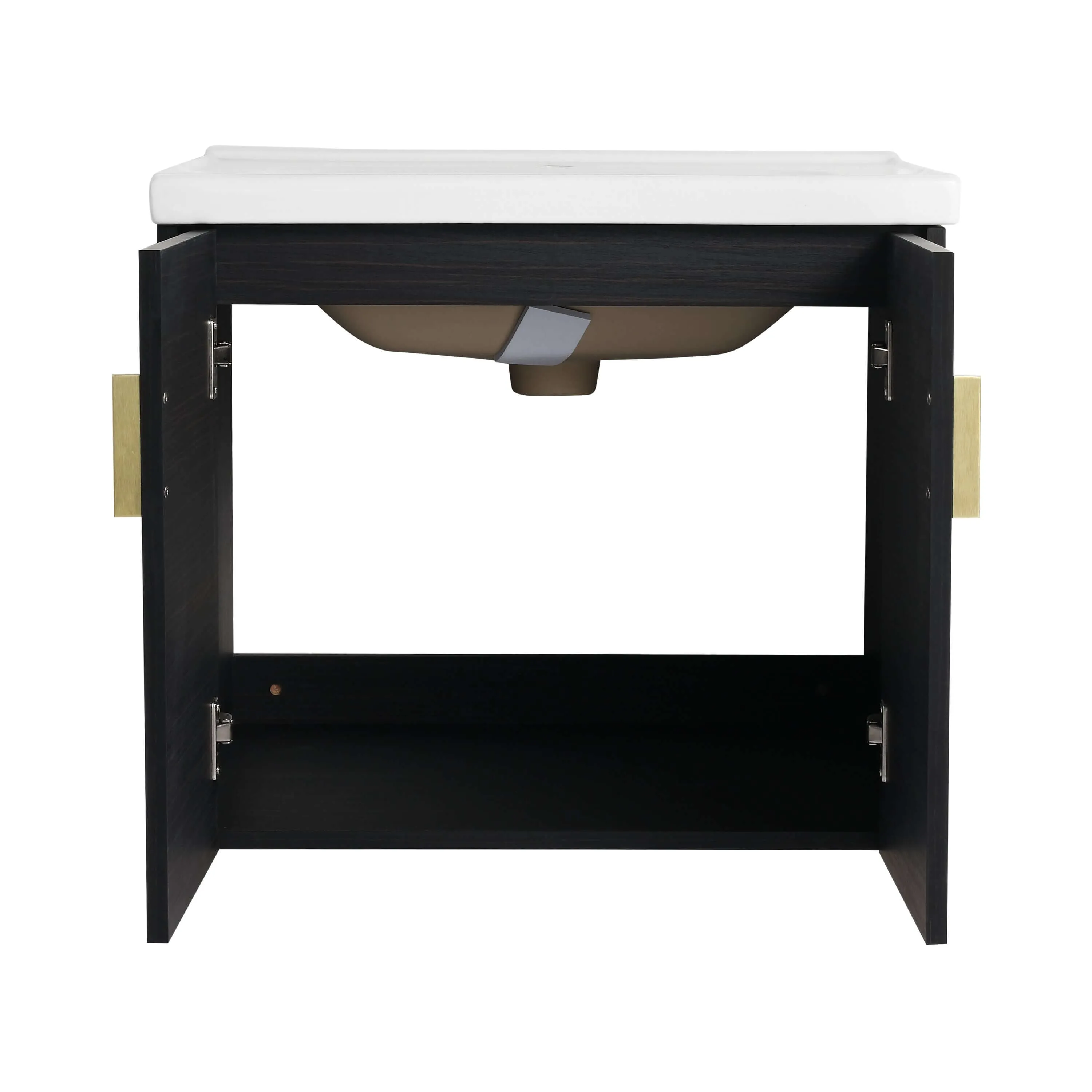 Modern 24" Bathroom Vanity with Sink – Black, Wall-Mount