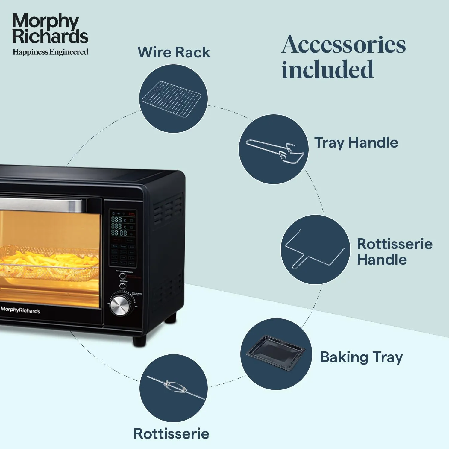 Morphy Richards Digital Otg Oven For Kitchen|29 Litre Oven Toaster Griller W/ 13 Preset Menu|Rotisserie,Convection W/In-Built Air-Fryer & Dehydrator Function|2-Yr Warranty By Brand|Deep Blue-2000 W