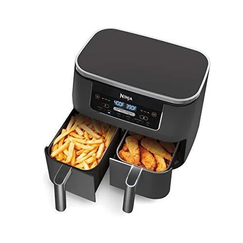 Ninja DZ201 Foodi 6-in-1 2-Basket Air Fryer with DualZone Technology, 8-Quart Capacity, and a Dark Grey Stainless Finish