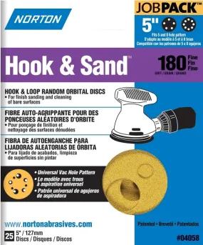 Norton 04058 Sanding Disc, 5 in Dia, Coated, P180 Grit, Fine, Aluminum Oxide Abrasive, Paper Backing :PK 25: QUANTITY: 1