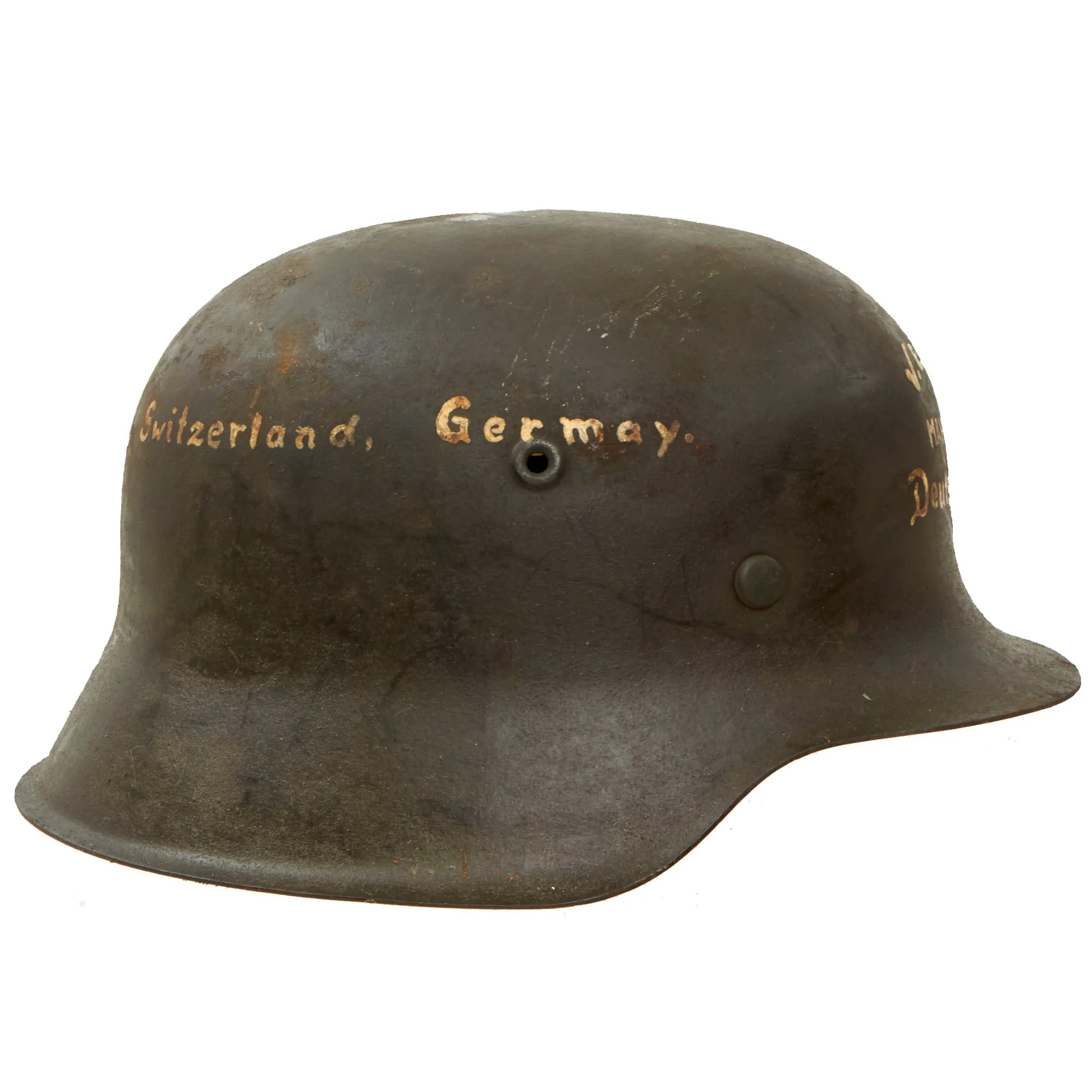 Original German WWII USGI Bringback Decorated Luftwaffe M42 Single Decal Helmet - Size 66 Shell