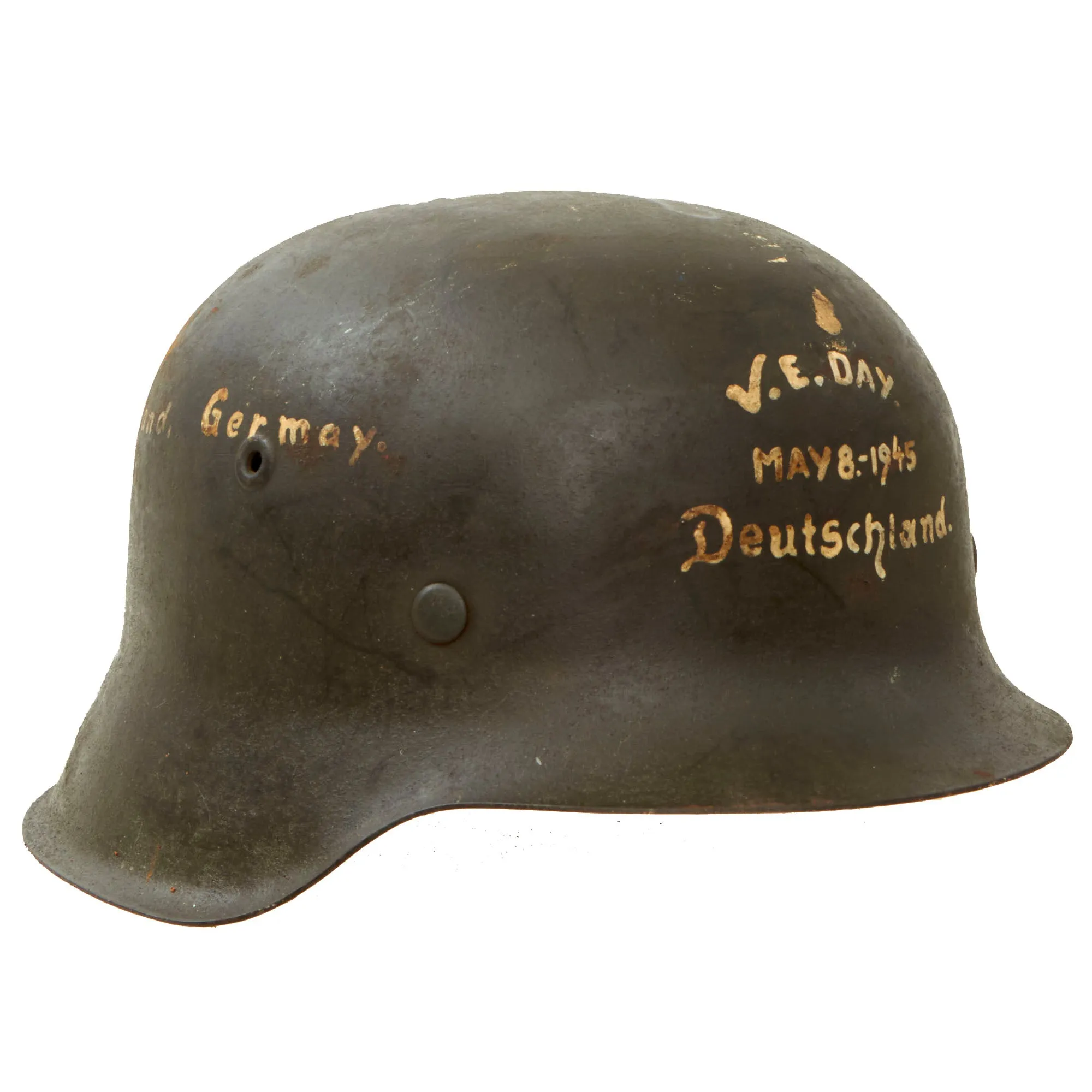 Original German WWII USGI Bringback Decorated Luftwaffe M42 Single Decal Helmet - Size 66 Shell