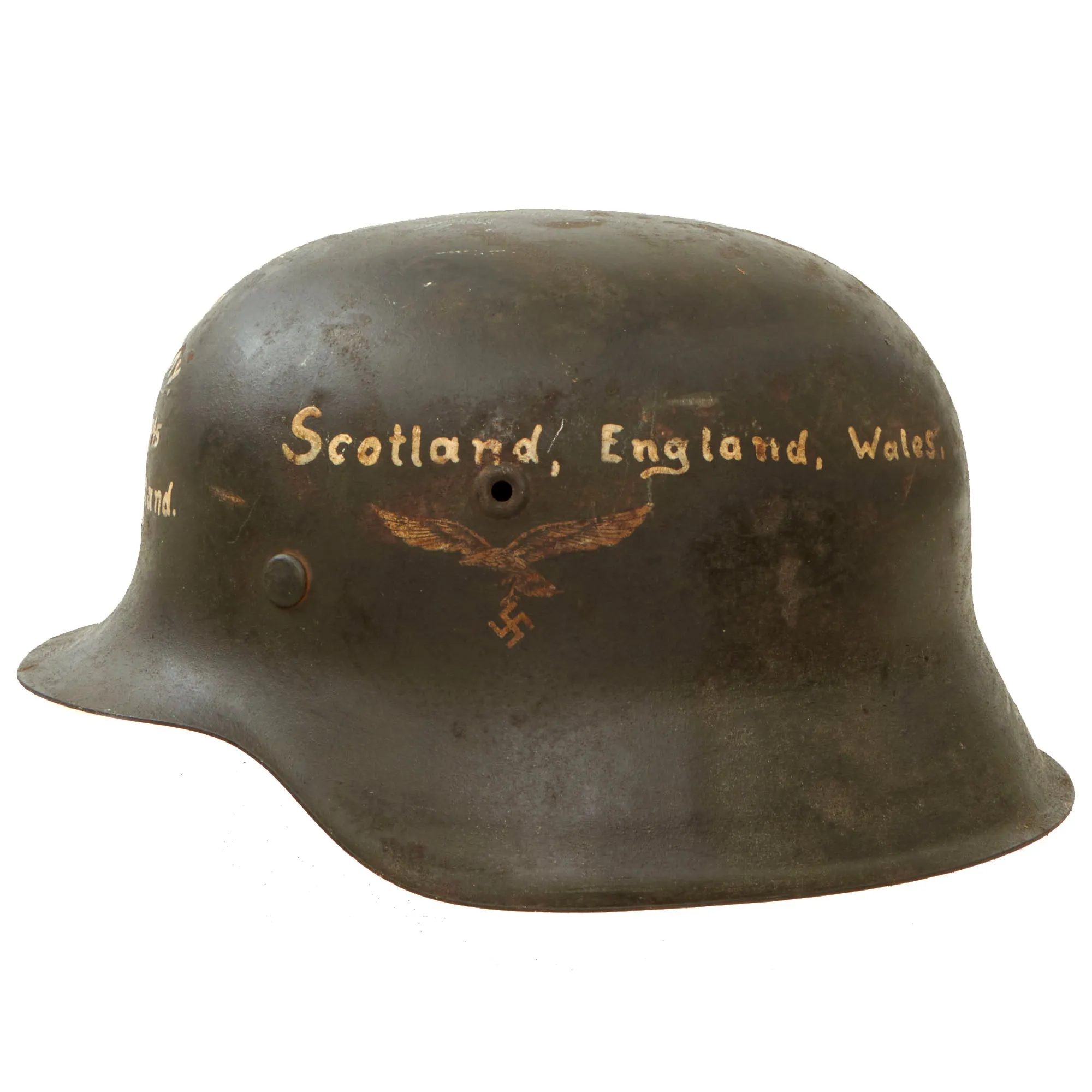 Original German WWII USGI Bringback Decorated Luftwaffe M42 Single Decal Helmet - Size 66 Shell