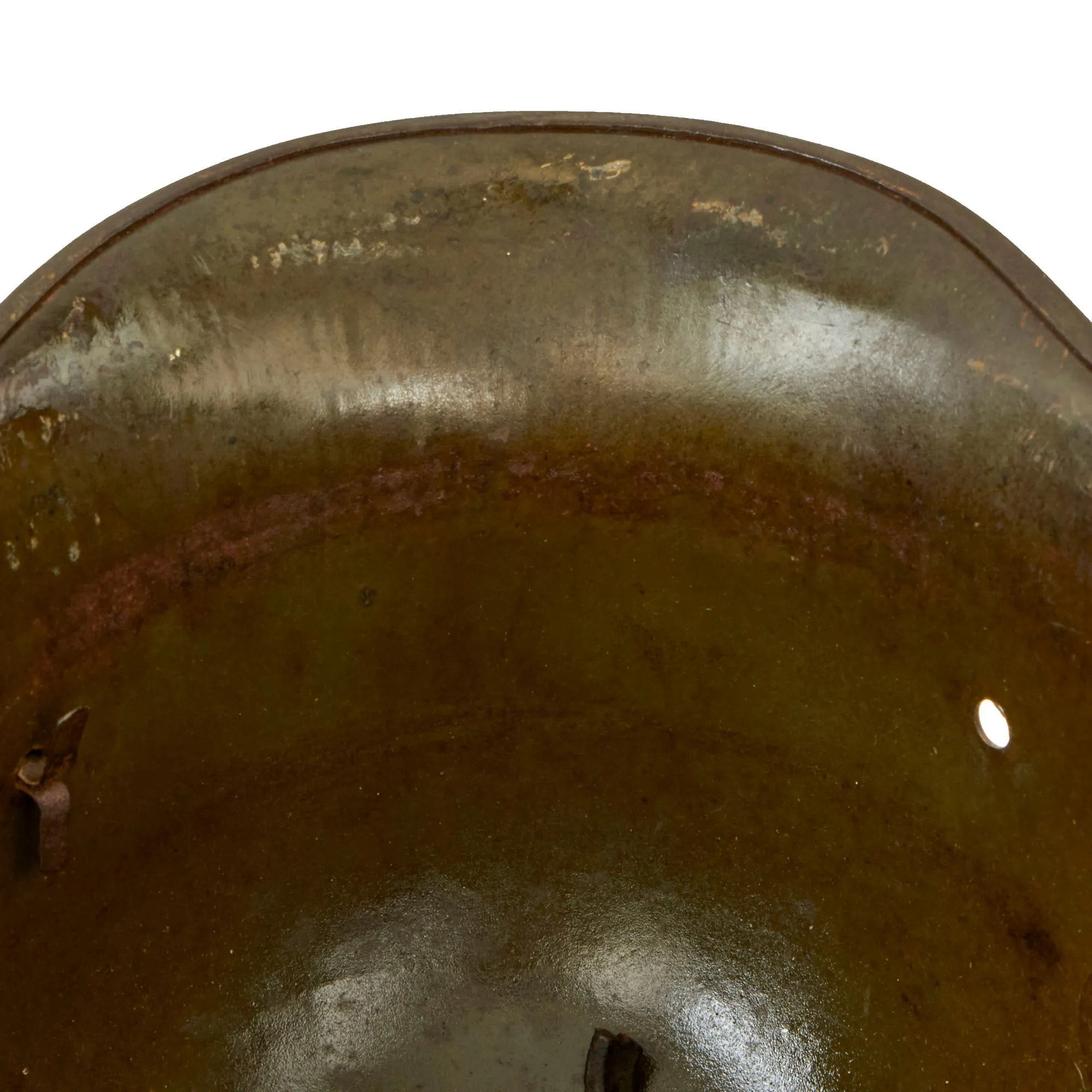 Original Imperial German WWI M16 Stahlhelm Helmet with Panel Camouflage Paint & Partial Chinstrap - Marked TJ66