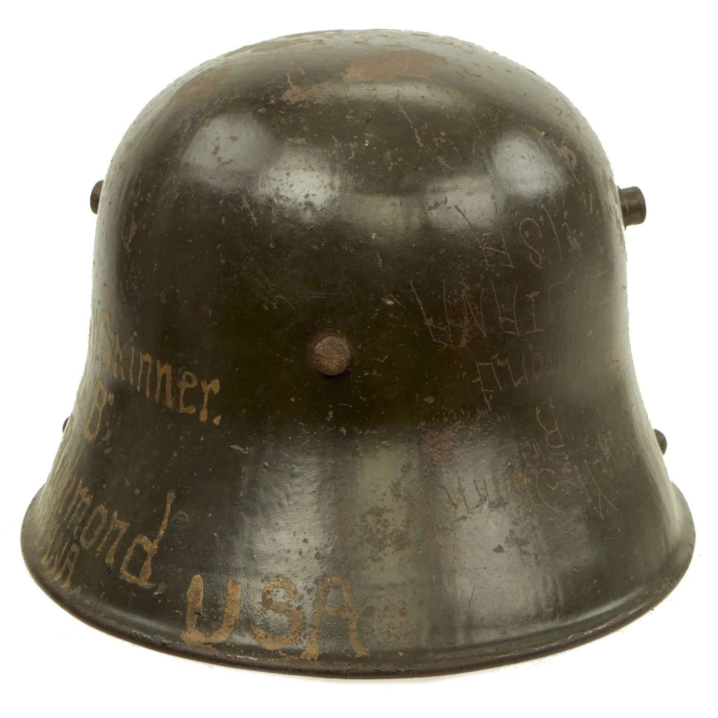 Original Imperial German WWI M1916 Stahlhelm Helmet - U.S. 47th Aero Squadron Veteran Bringback Send-Home Souvenir Helmet