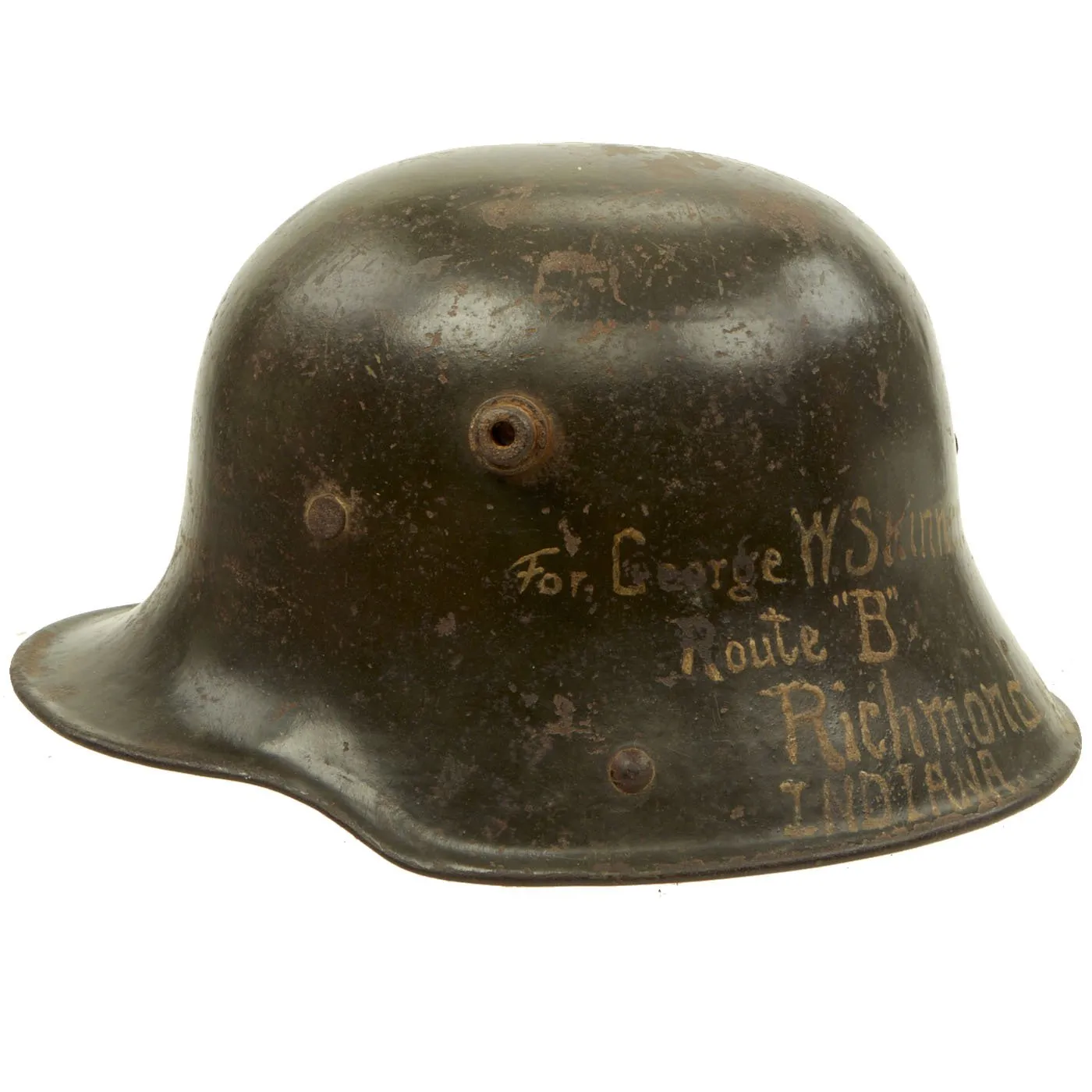 Original Imperial German WWI M1916 Stahlhelm Helmet - U.S. 47th Aero Squadron Veteran Bringback Send-Home Souvenir Helmet