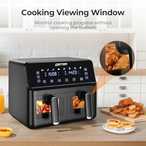 OSTBA Dual Air Fryer, 4 4L Dual Zone Air Fryer (New)