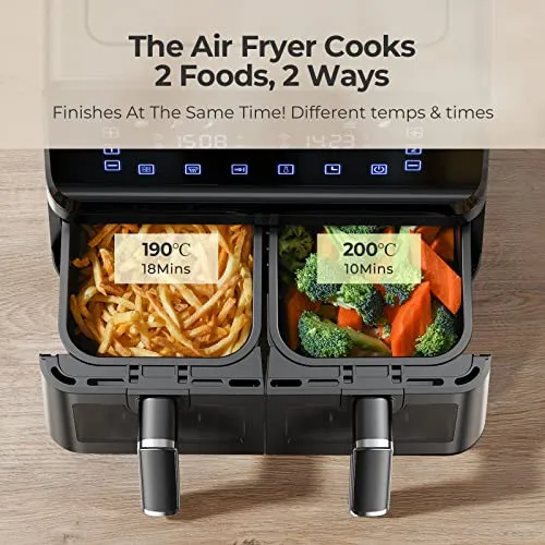 OSTBA Dual Air Fryer, 4 4L Dual Zone Air Fryer (New)