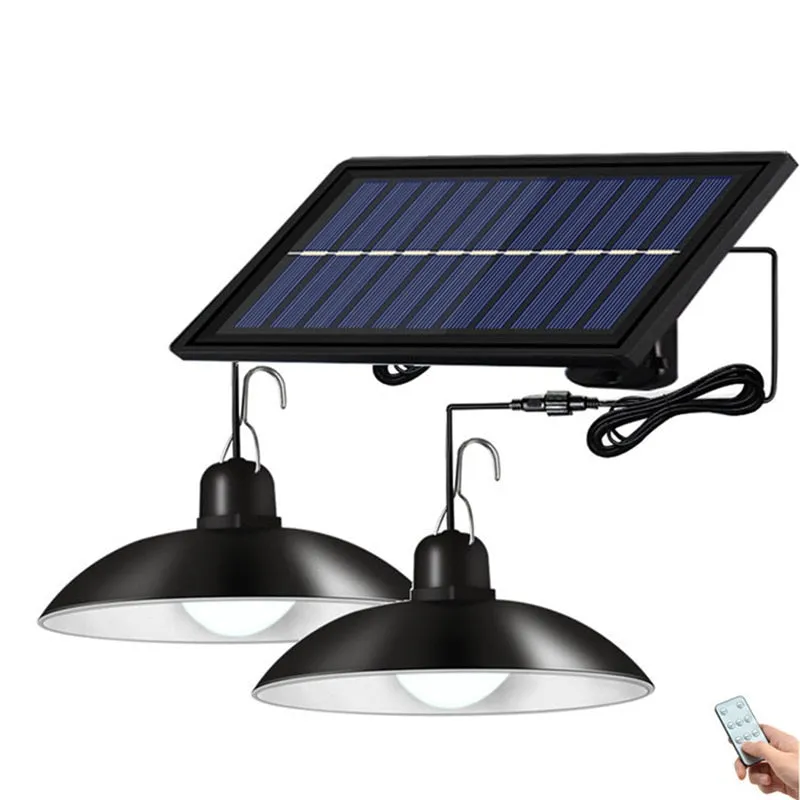 Outdoor Solar Bulb Pendant Light Solar Powered Light Double Single Head LED Solar Lamp Waterproof Lighting for Garden Decoration