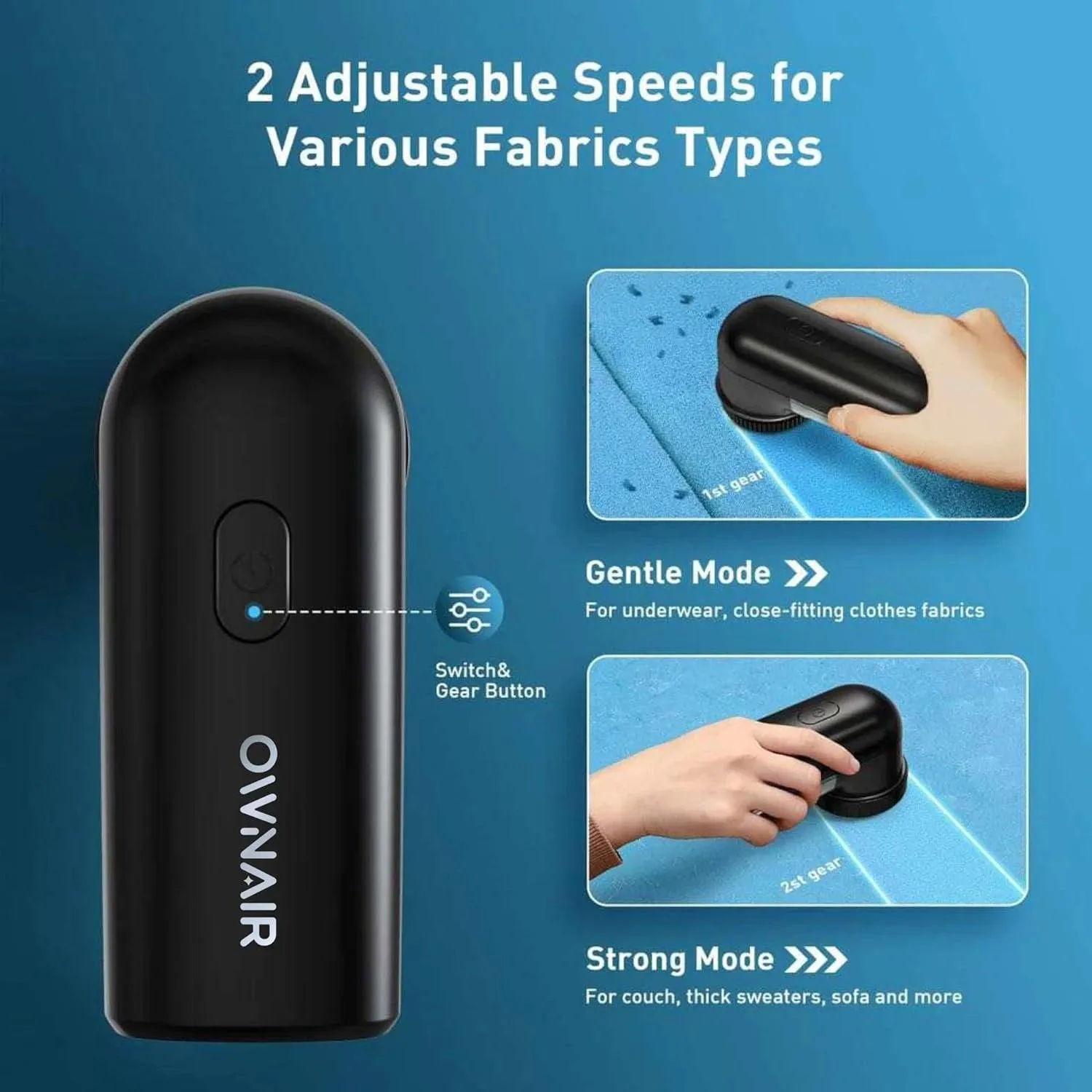 OWNAIR Mighty Lint Remover for Clothes | Fabric Shaver | 2 AA Battery Powered