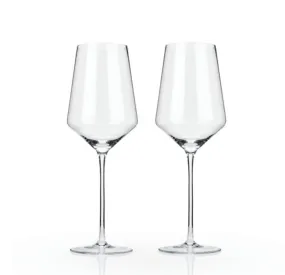 Pair of Angled Crystal Bordeaux Glasses