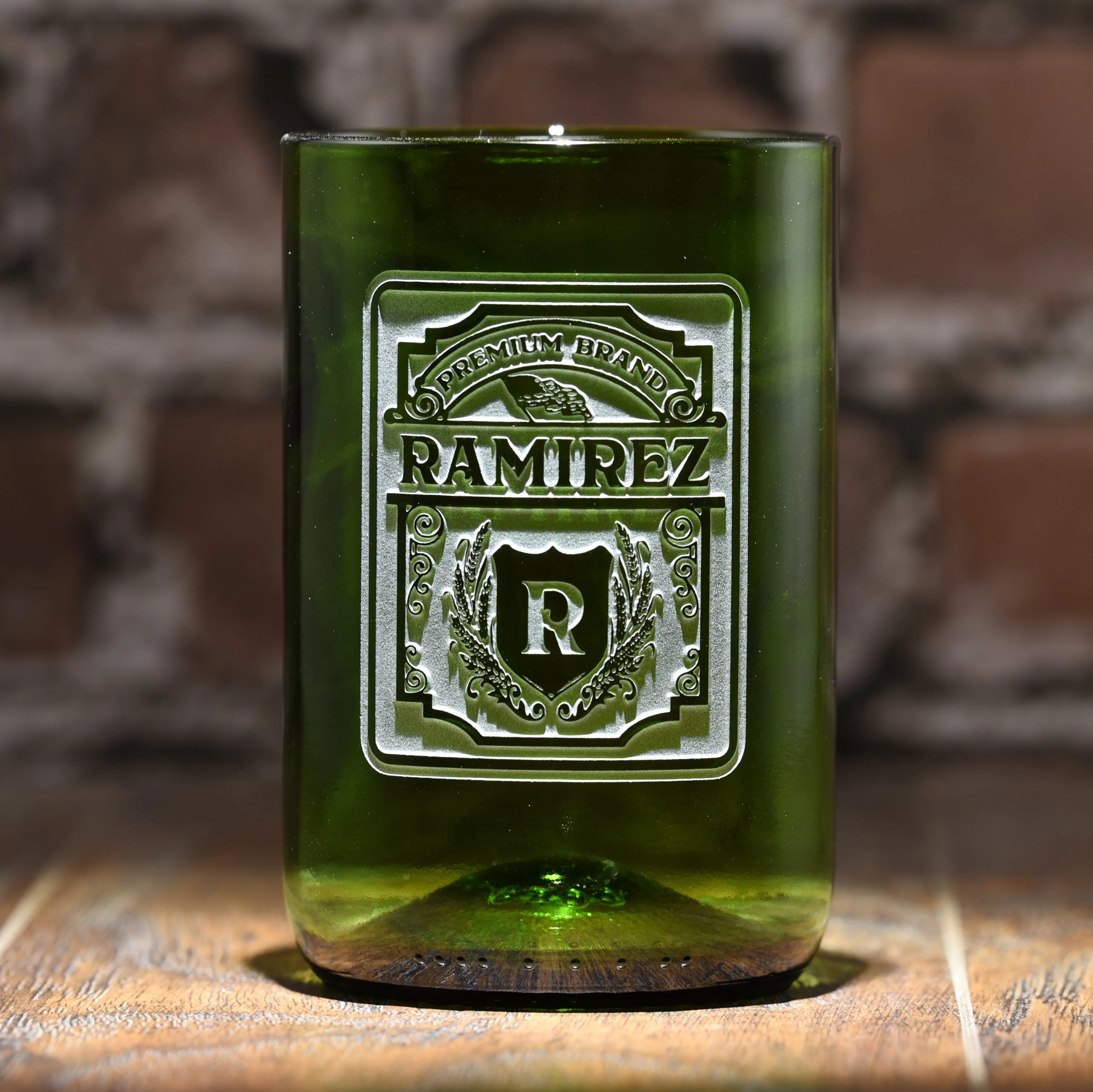 Personalized Label Green Recycle Wine Bottle Glass Tumbler