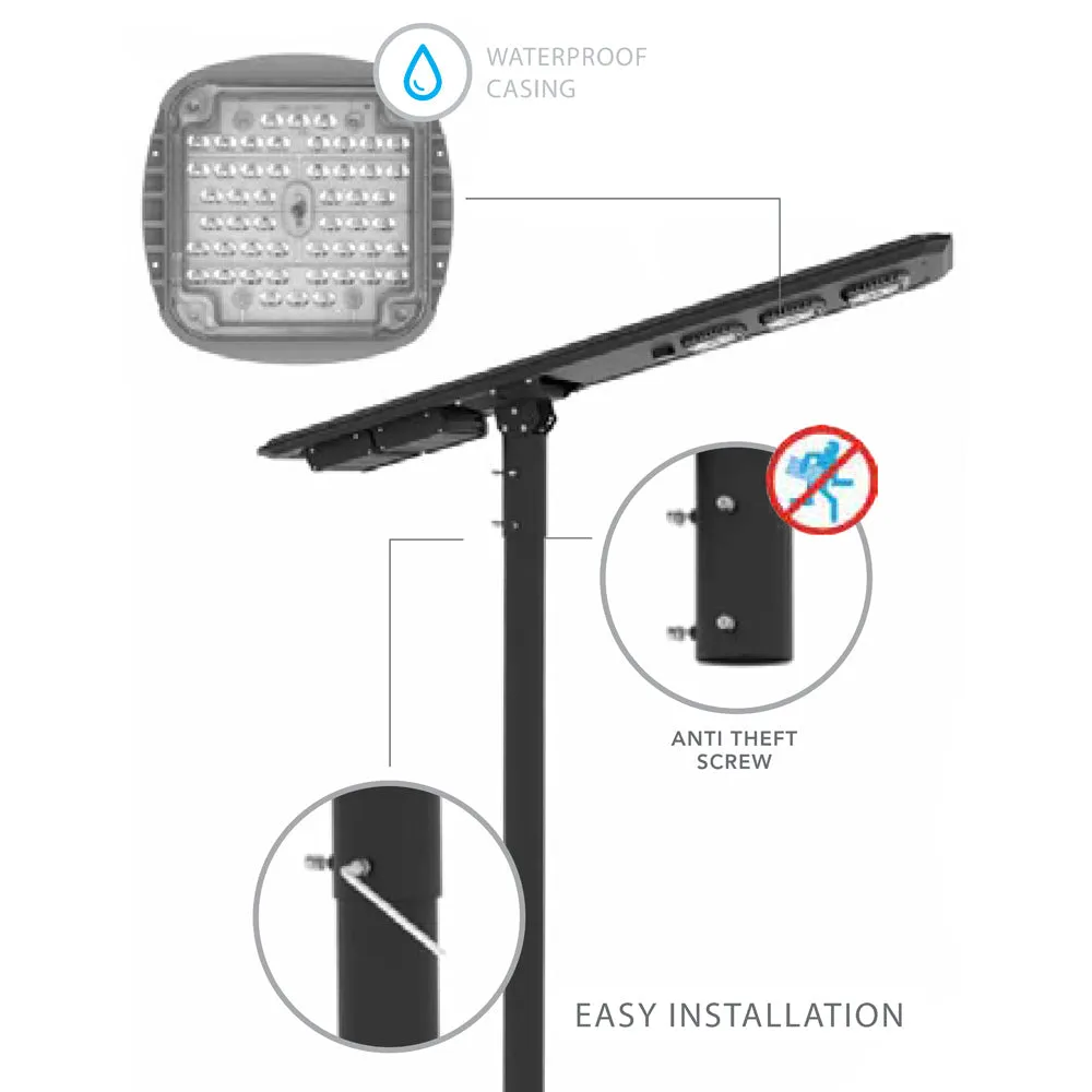 POLLUX | Solar LED Street Light | 20 Watt | 3920 Lumens | 5000K | Parking Lot Light | Solar All in One Pro Street Light | 5 Years Warranty