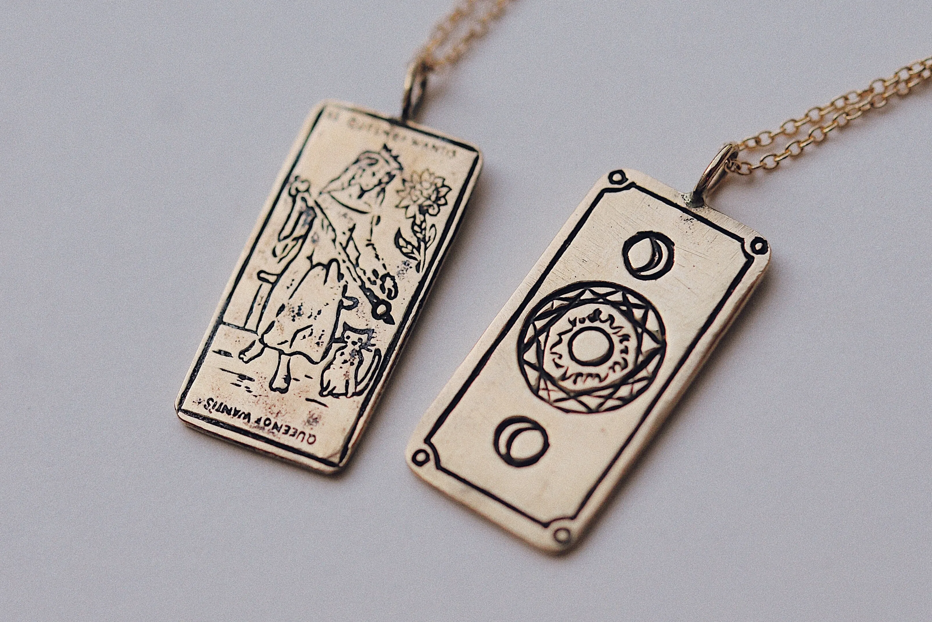 Queen of Wands Tarot Card Necklace - Ready-to-Ship