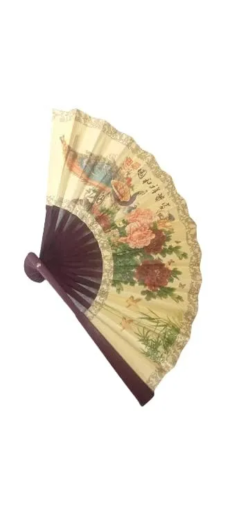 Rcelebrare Wooden Hand Fan Silk Sakura Butterfly Printed Japanese Folding Hand Fan (Multi Colors) for Children and Kids use