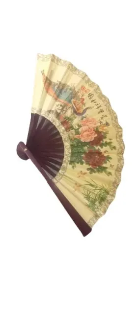 Rcelebrare Wooden Hand Fan Silk Sakura Butterfly Printed Japanese Folding Hand Fan (Multi Colors) for Children and Kids use