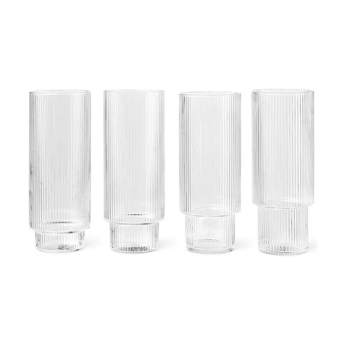 Ripple Glass Long | Set of 4 | Clear | by ferm Living