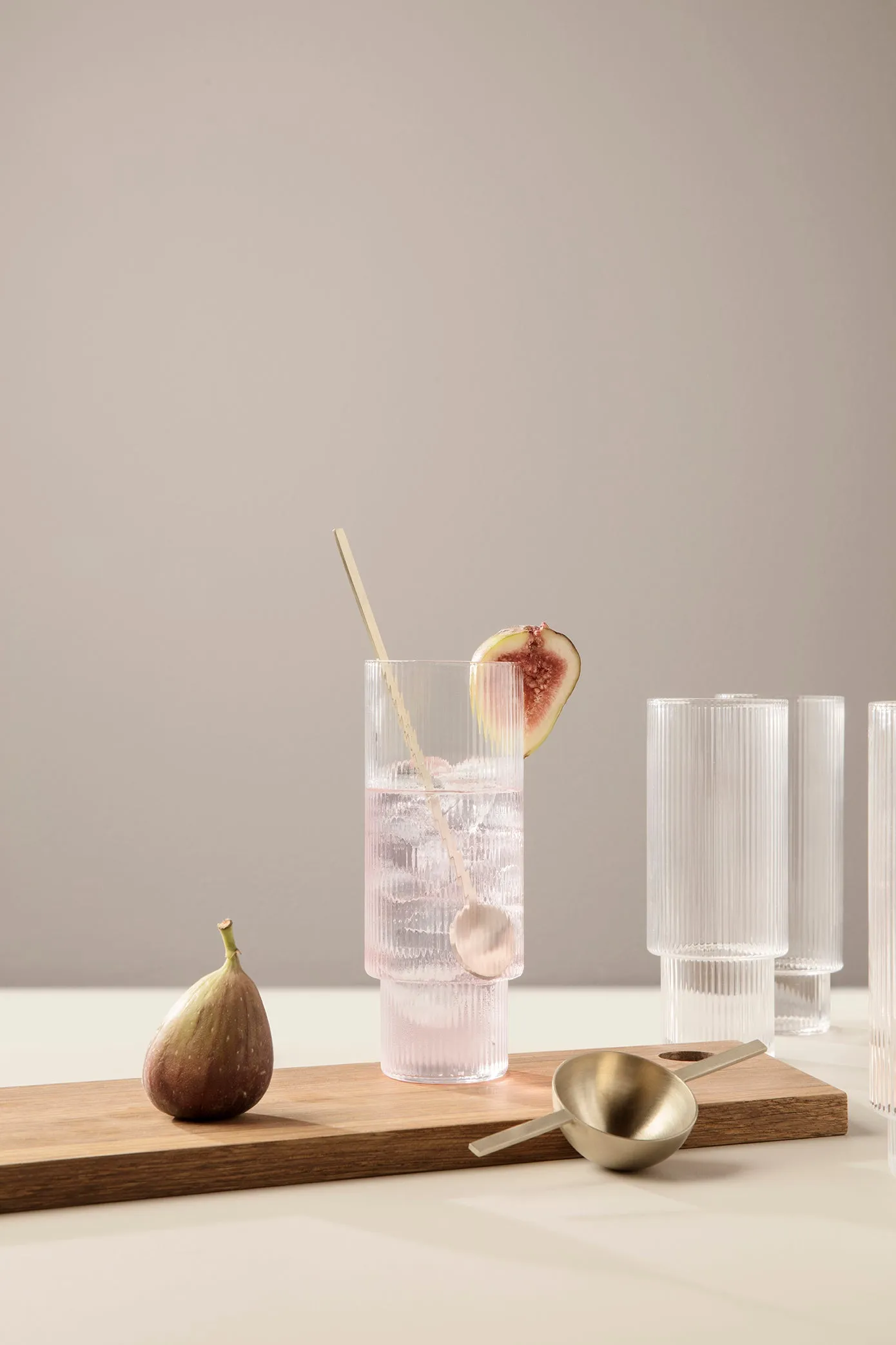 Ripple Glass Long | Set of 4 | Clear | by ferm Living