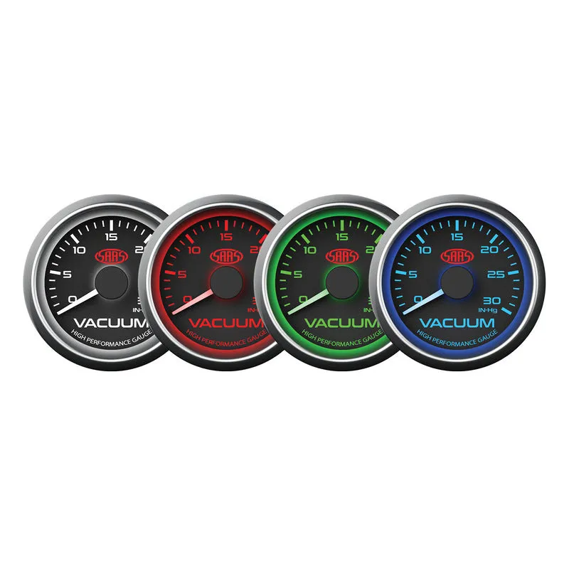 Saas 52mm 2 Inch Car Vacuum Gauge Black Face Multi Colour