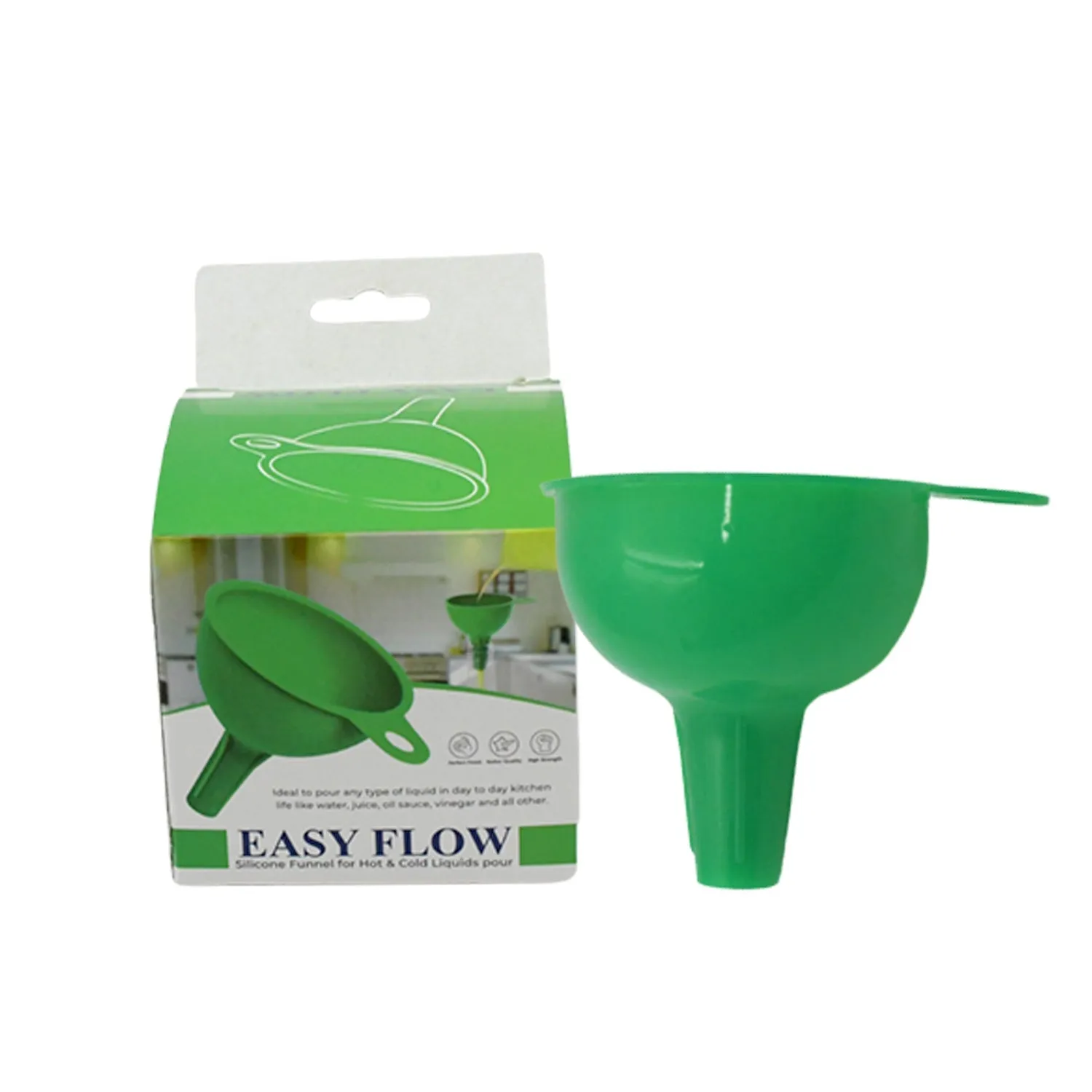 Silicone Funnel For Pouring Oil, Sauce, Water, Juice And Small Food-Grains (1 Pc Green)