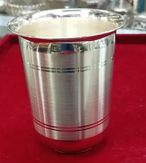 Small Size 999 fine pure silver glass tumbler handmade water / milk / cup gifting silver utensils - 2 inch size, 14 gram approx