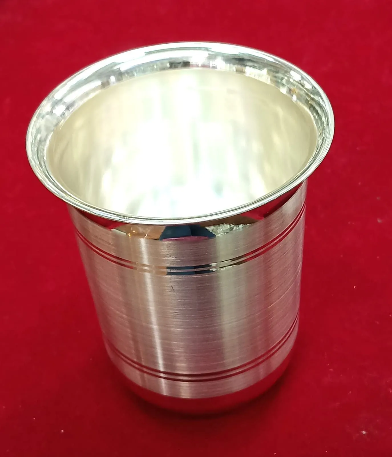 Small Size 999 fine pure silver glass tumbler handmade water / milk / cup gifting silver utensils - 2 inch size, 14 gram approx