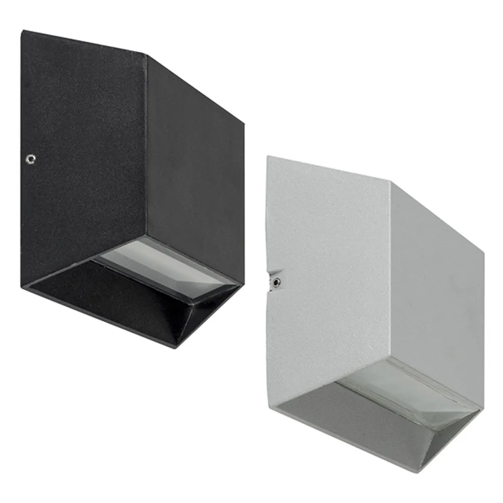 Solar Square Down Outdoor LED Wall Light in Black or Silver