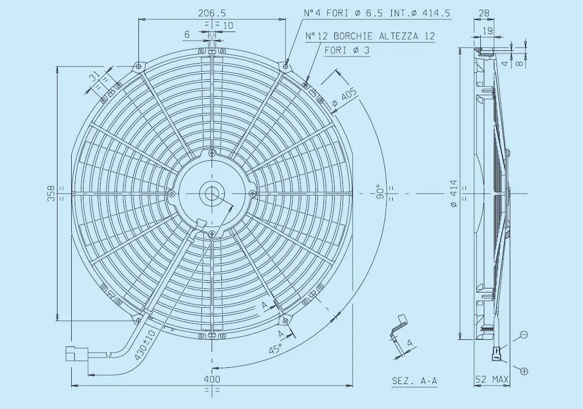 SPAL Electric Radiator Fan (16" - Pusher Style - Low Profile - 1298 CFM) 30100401