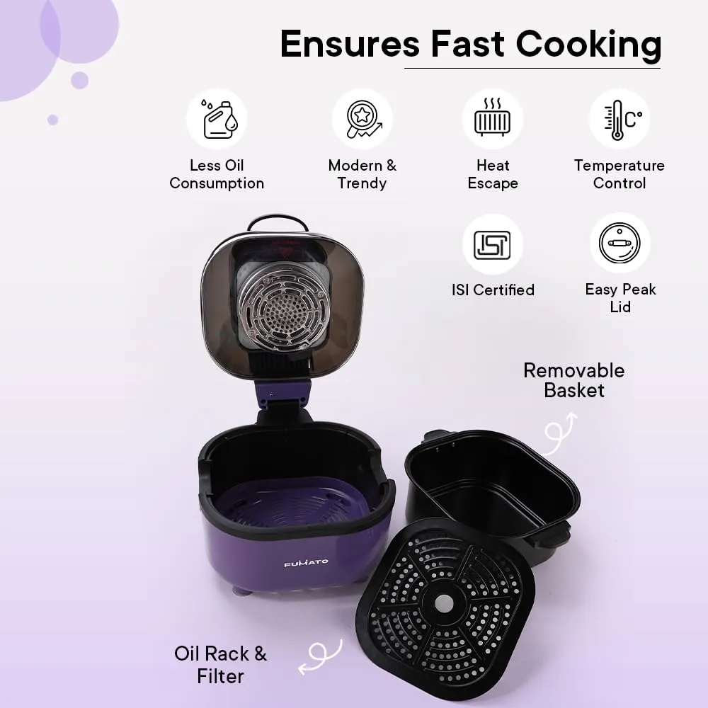 The Better Home FUMATO Aerochef Pro Air fryer With Digital Screen Panel 6.8L Purple & Stainless Steel Water Bottle 1 Litre Pack of 5 Purple