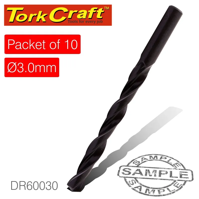 TORK CRAFT DRILL BIT HSS STANDARD 3.0MM PACKET OF 10 DR60030