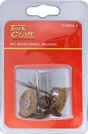 TORK CRAFT WIRE BRUSHES MINI 5PC BRASS 3.2mm SHAFT ASSORTED SHAPES TCW006-5