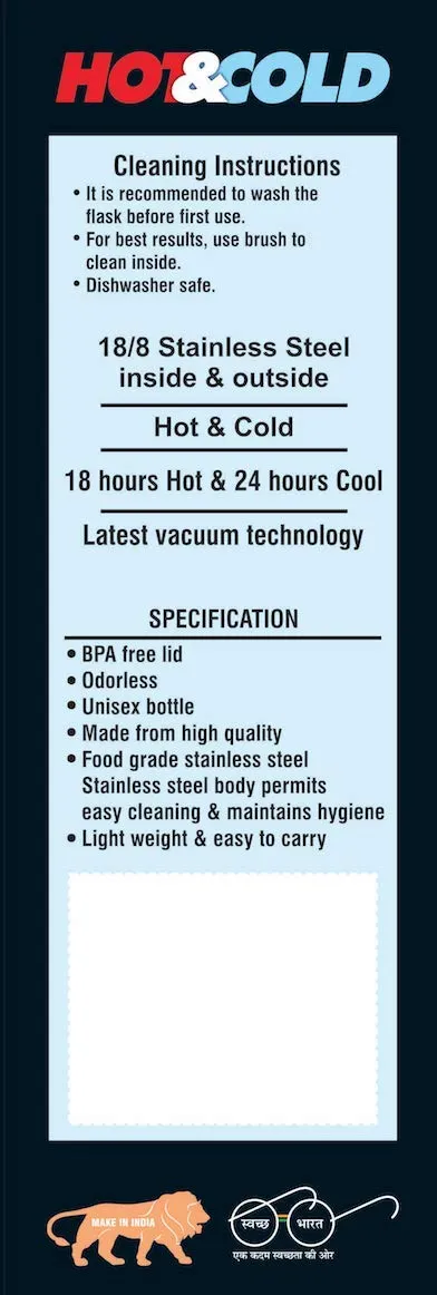 Tosaa Hot & Cold Double Wall Vacuum Insulated Flask Water Bottle Stainless Steel 1500 ML