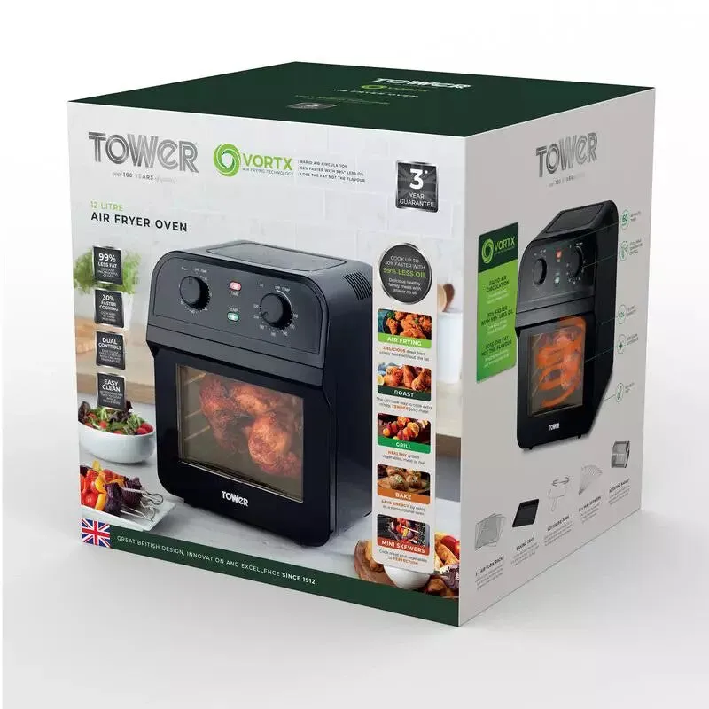 Tower Vortx Single 12 L Stand-alone 1600 W Hot air fryer Black