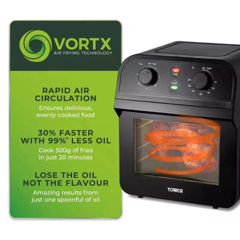 Tower Vortx Single 12 L Stand-alone 1600 W Hot air fryer Black