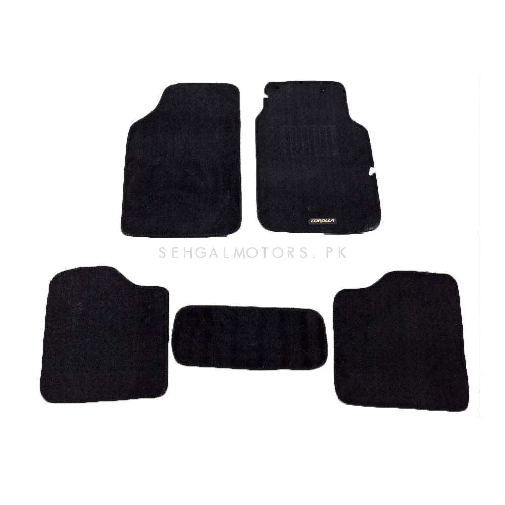 Toyota Corolla Matte Black Carpet Floor Mat Mix Design 5 Pcs - Model 2002-2008