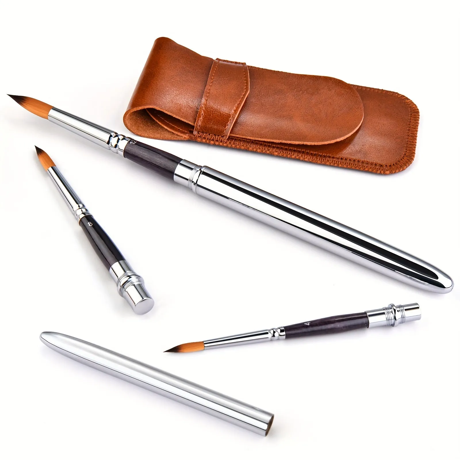 Travel Watercolor Brush Set Synthetic Sable Pocket Brushes Protective Case