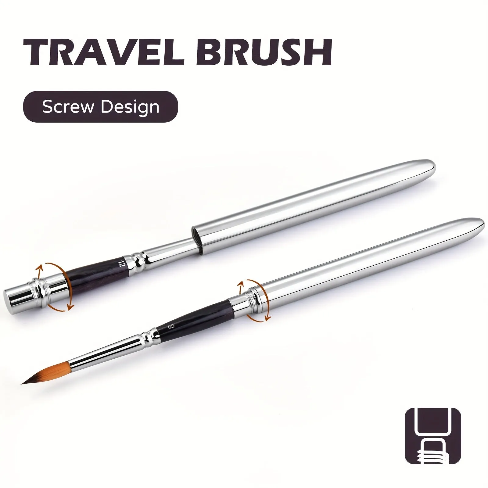 Travel Watercolor Brush Set Synthetic Sable Pocket Brushes Protective Case