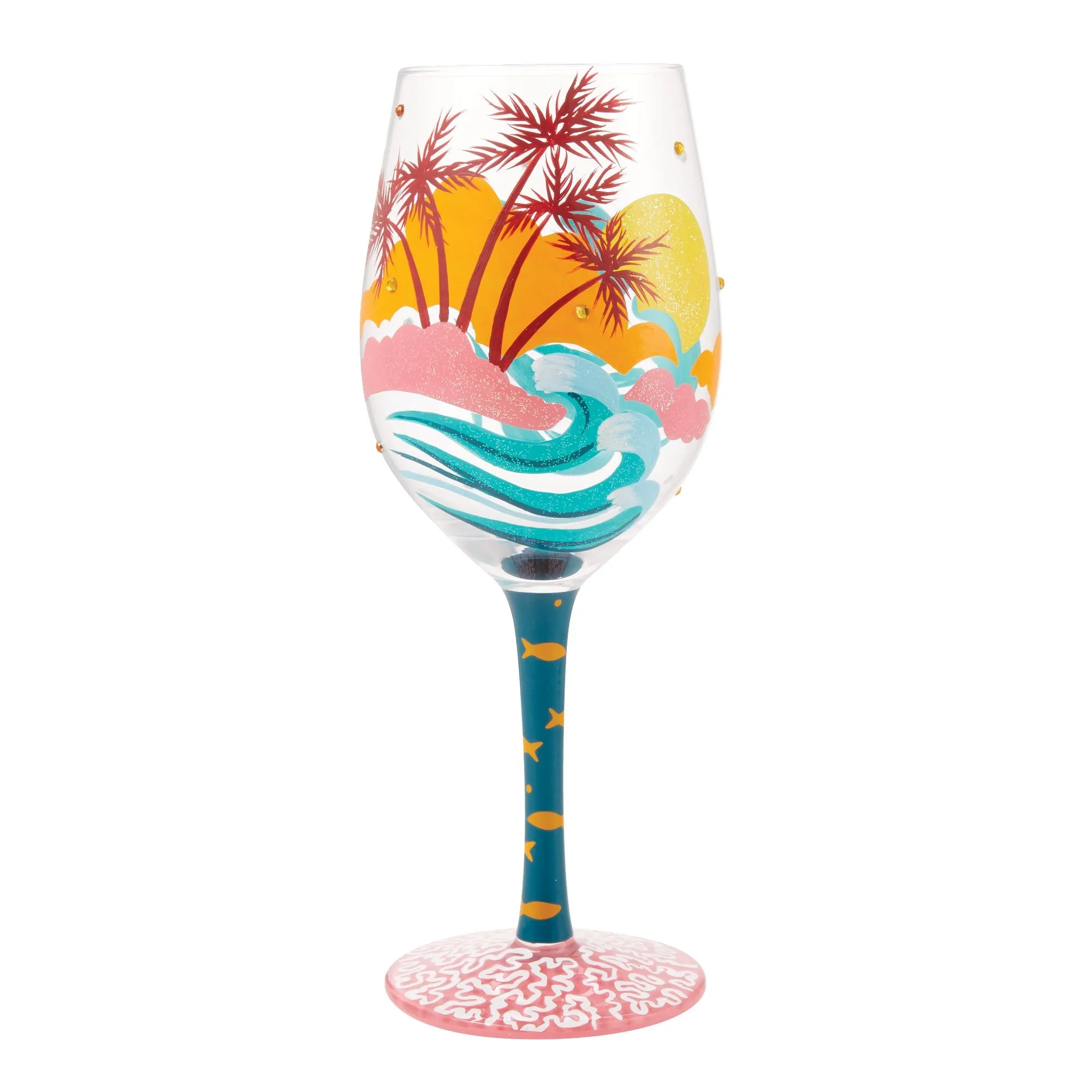 Tropical Getaway Hand Painted wine glass