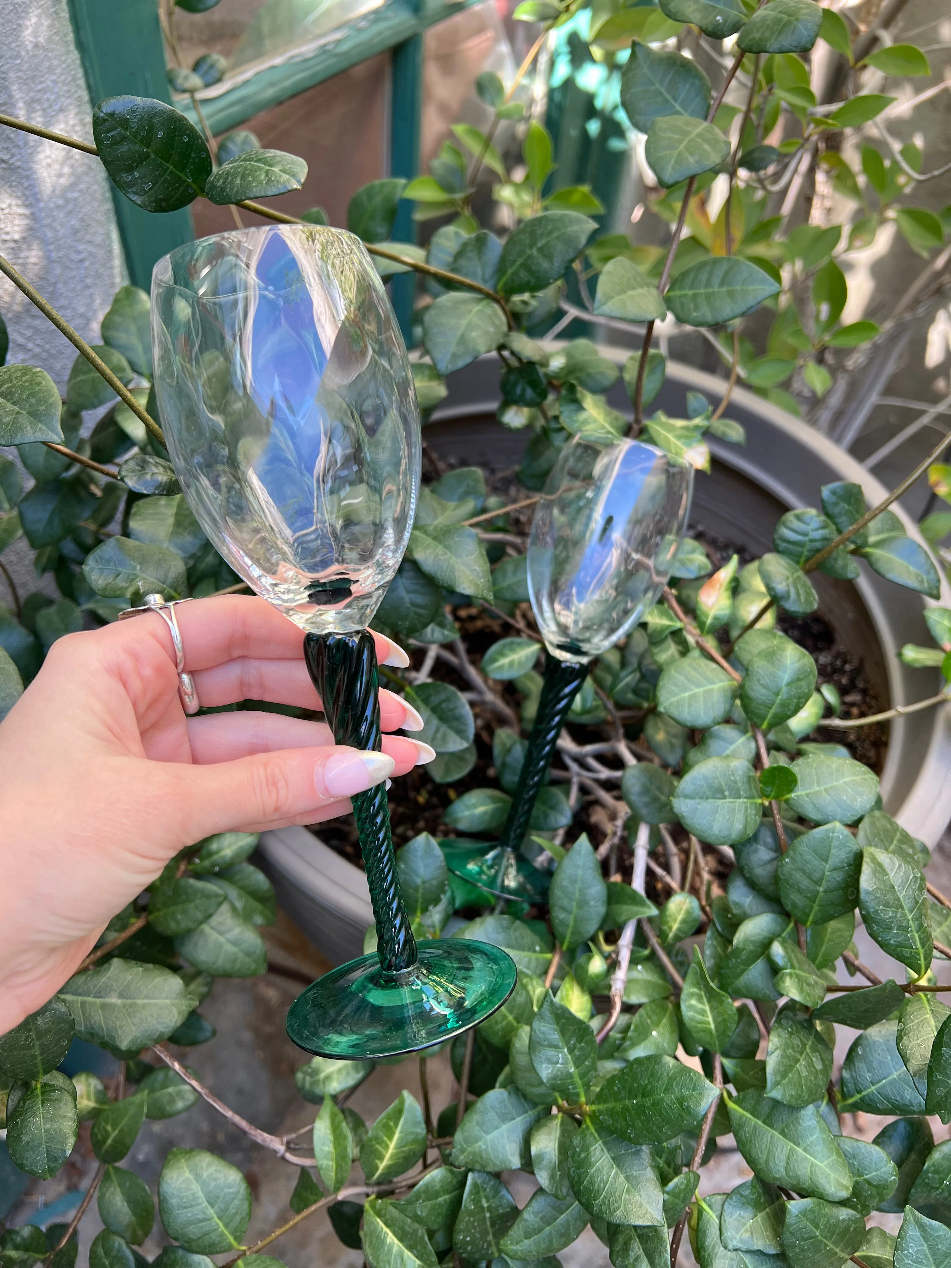 Twisted Rose Bud Wine Glasses