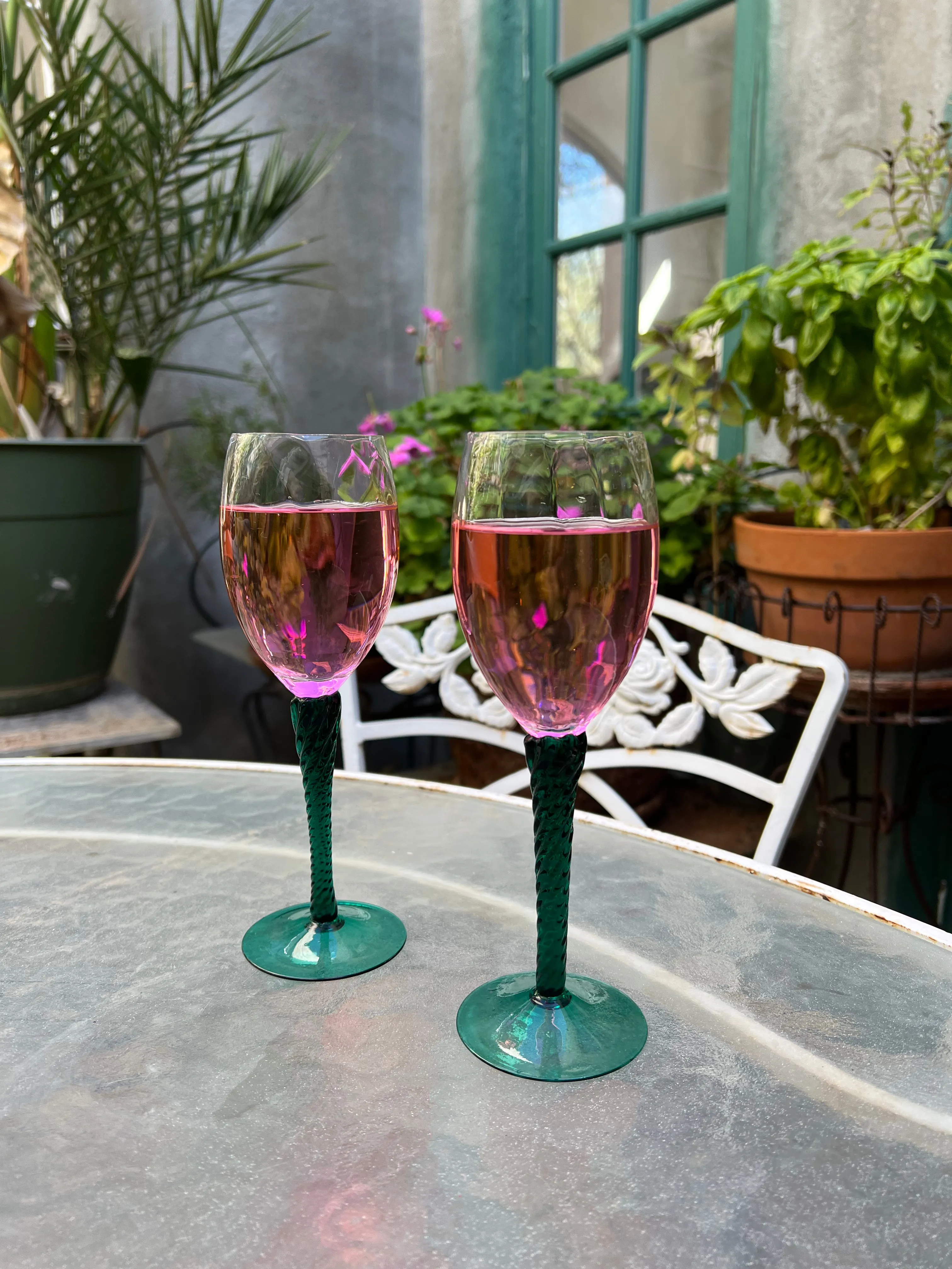 Twisted Rose Bud Wine Glasses