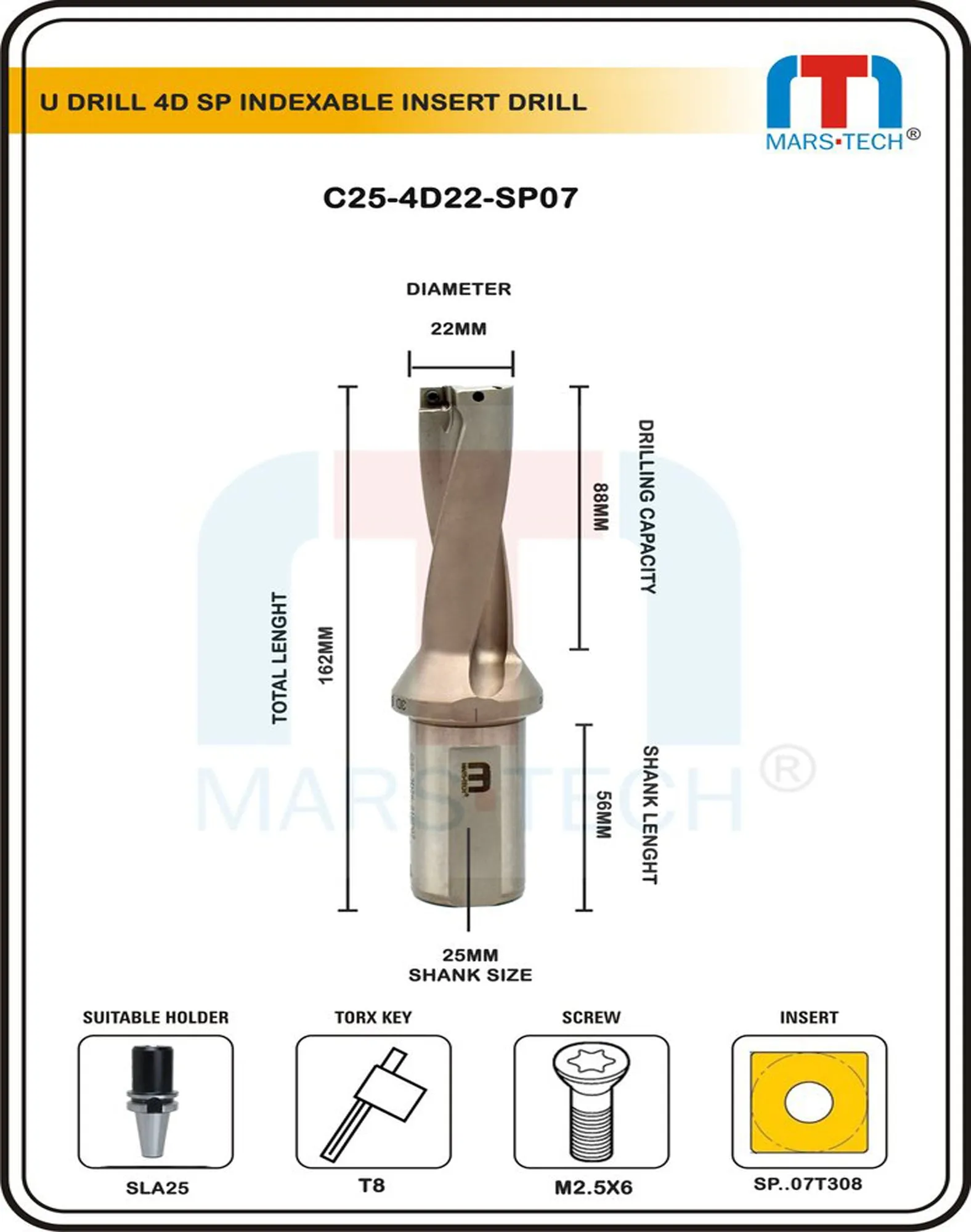 U Drill 22 mm