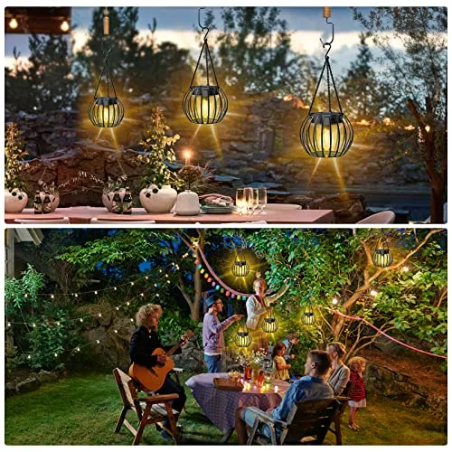 UBright Solar Outdoor Lights Upgraded Hanging Solar Lantern Metal Solar Lights Outdoor Waterproof Lanterns Decorative Outdoor Lights Solar Powered Tree Lantern for Garden Yard Patio Pathway, 2 Pack