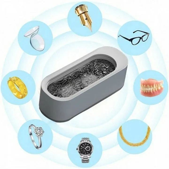 Ultrasonic Cleaning Machine - Silver Cleaner for Ring, Earing, Glasses, Cosmetic Brush, Watches and Coins