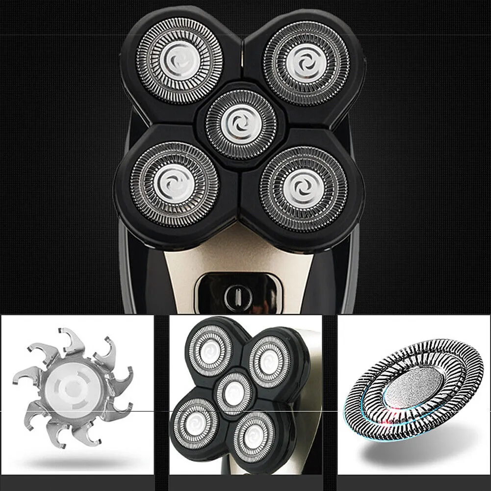 US 4D Electric Shaver Bald Men 5 in 1 Professional Men Razor Rotary Head Kit Set