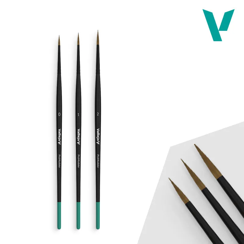 Vallejo Brushes - Pro Modeler Design Set - Natural Hair (Sizes 0, 1 & 2)